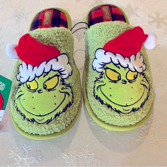 Grinch Shoes - NWT Grinch Christmas Slippers with Santa Hat Womens Sz 6 Gorgeous